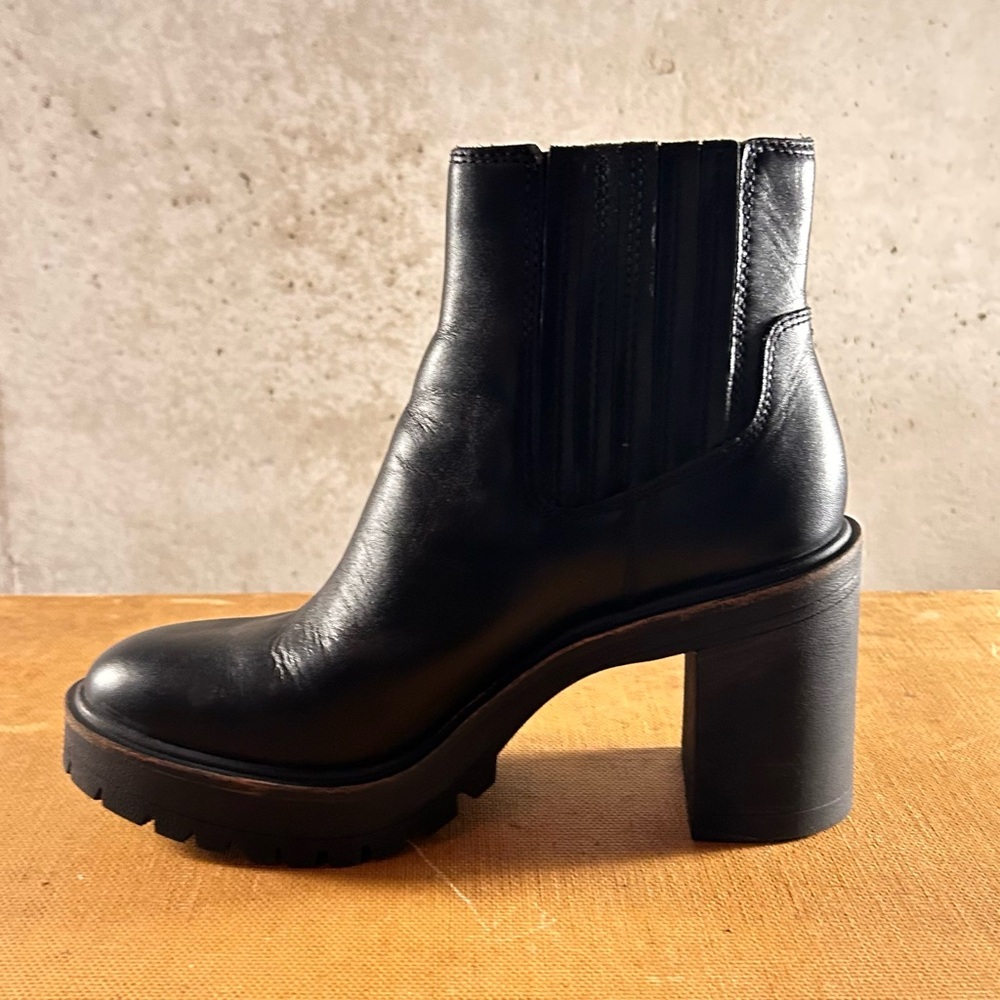 Dolce Vita Black Chunky Heel Ankle Boots - Picture 5 of 14